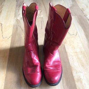Justin Vintage Red Cowboy Boots Size 6 1/2 B